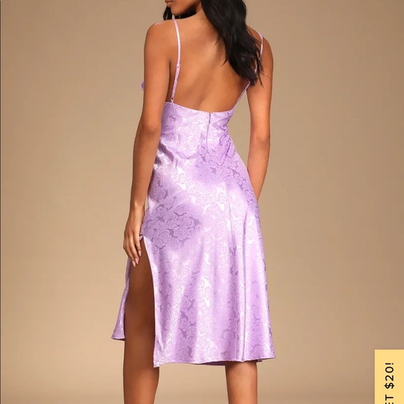 You’re my type lavender satin jacquard midi slip dress - Picture 2 of 4